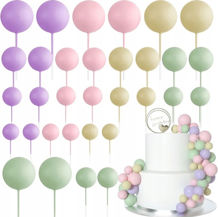 TOPPER KULE na piku tort KOLOROWE PASTELOWE dekoracja urodziny 20szt