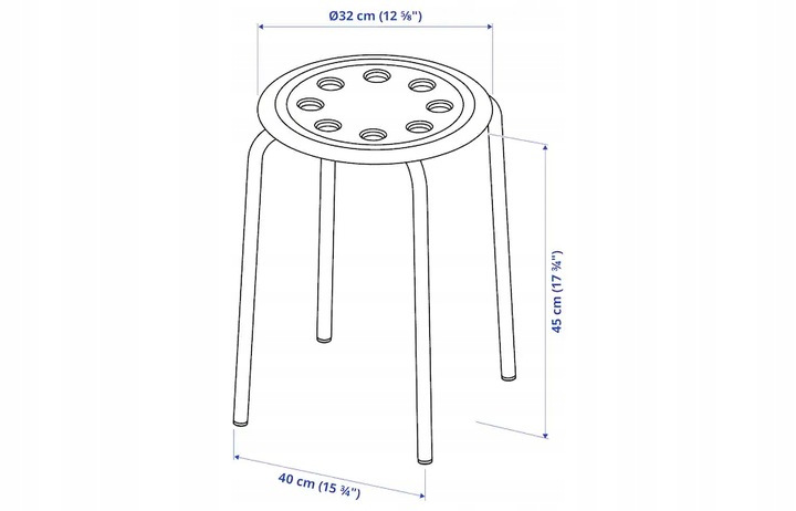 IKEA STOŁEK TABORET KRZESŁO KUCHENNE BIAŁY