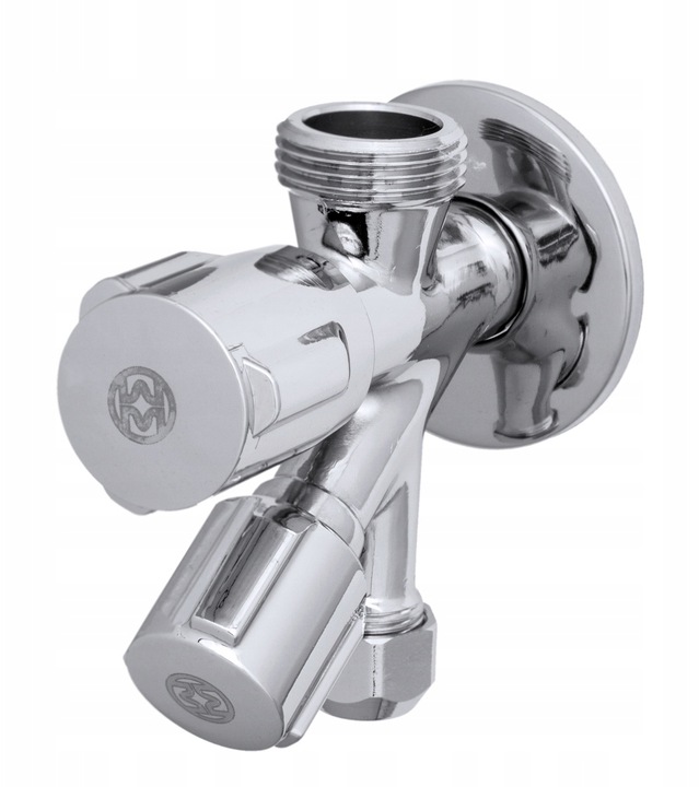 ZAWÓR KĄTOWY KOMBINOWANY 1/2x3/4x3/8 PODWÓJNY KUCHNIA ŁAZIENKA PRALKA