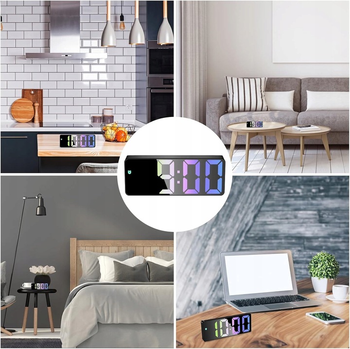 ZEGAR ZEGAREK ELEKTRONICZNY CYFROWY LCD PODŚWIETLANY TEMPERATURA