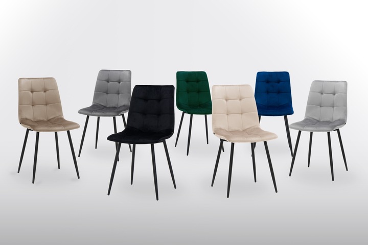 KRZESŁO TAPICEROWANE PIKOWANE WELUROWE DO SALONU JADALNI BEŻOWE PARMA