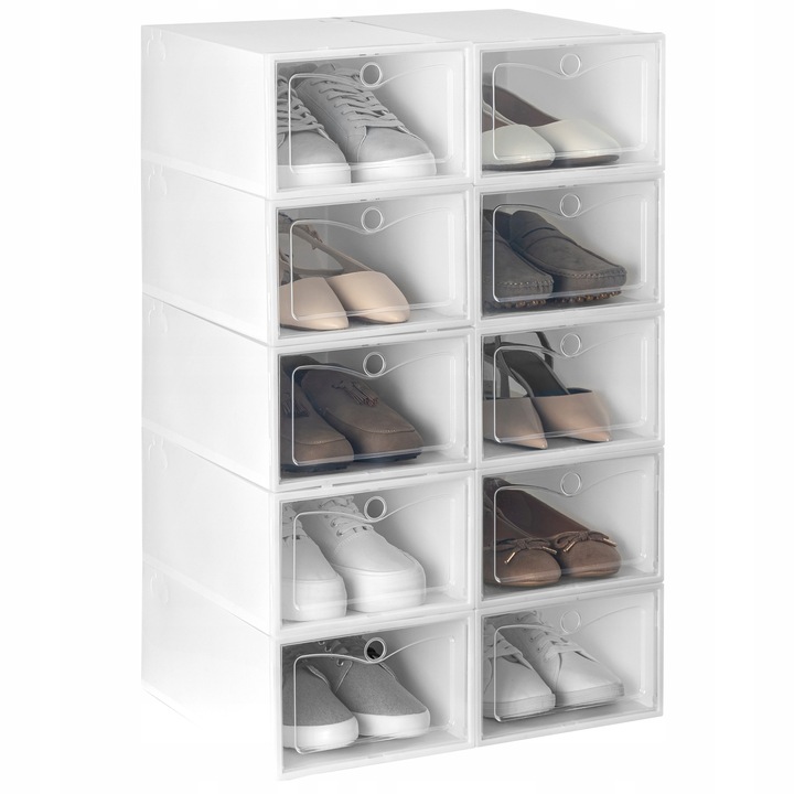10x Modułowe Pudełka na buty Organizer szafka Pojemnik Składane do