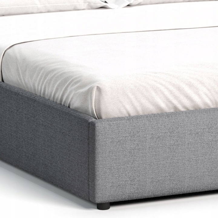 Łóżko tapicerowane 140×200 z pojemnikiem i zagłówkiem Mira szare