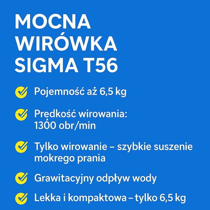 WIRÓWKA SIGMA 6,5kg 1300 obr Do Odwirowania Mokrego Prania Mocna
