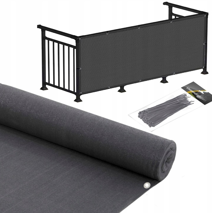 OSŁONA NA BALKON 95% GRAFITOWA NA TARAS PŁOT MATA BALKONOWA 1x7m +