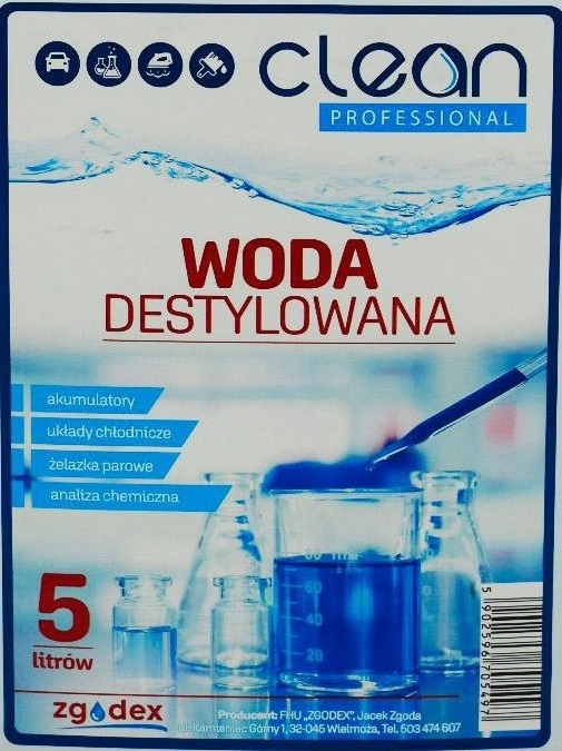 WODA DESTYLOWANA CLEAN PROFESSIONAL ZGODEX 4x5 L