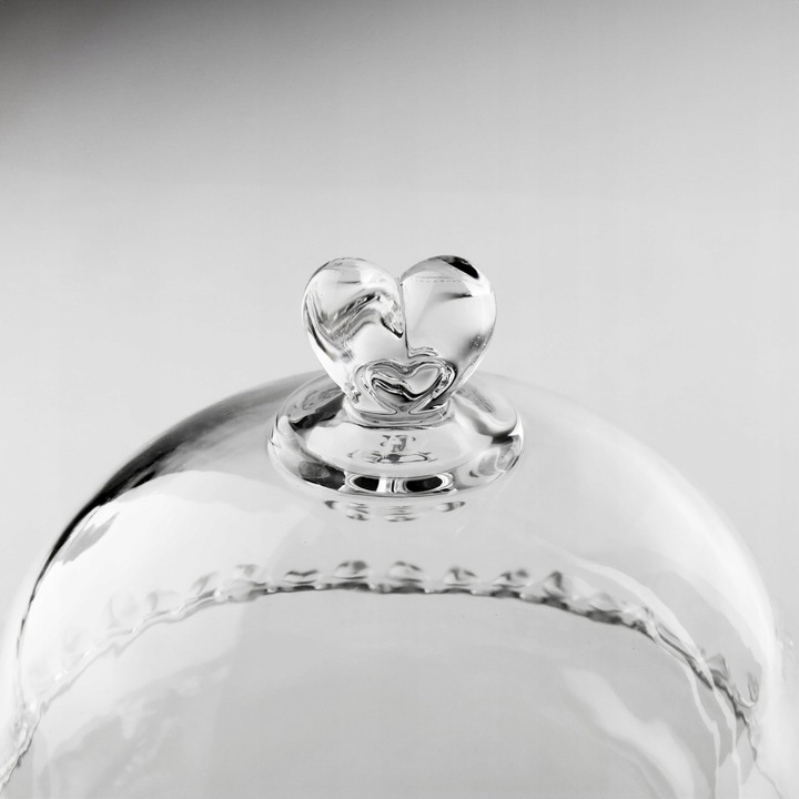 PATERA SZKLANA Z KLOSZEM I NÓŻKĄ 19,5CM NA CIASTO DESER SERY DO SERWOWANIA