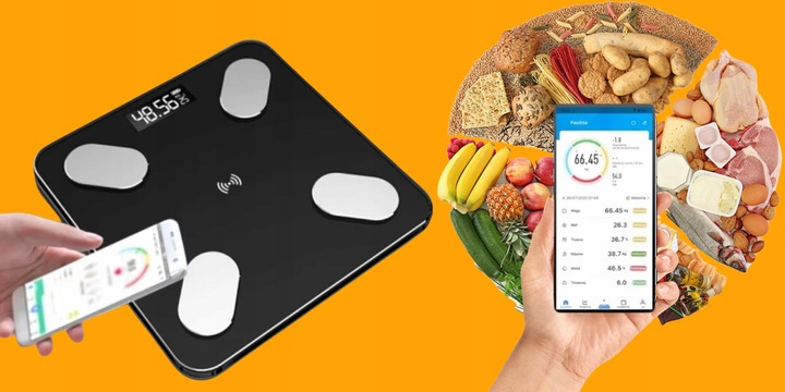 WAGA ŁAZIENKOWA BLUETOOTH SMART 25w1 180Kg ANALITYCZNA INTELIGENTNA +