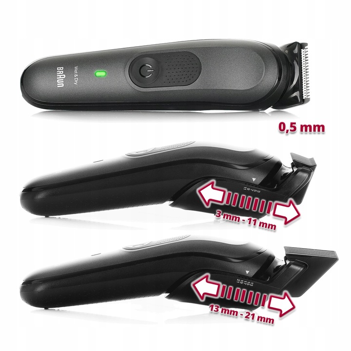 MASZYNKA DO WŁOSÓW TRYMER DO BRODY NOSA USZU GOLARKA BRAUN MGK7WCA-GIGAPACK