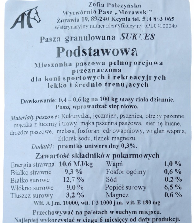 Sukces Podstawowa dla Koni 25kg