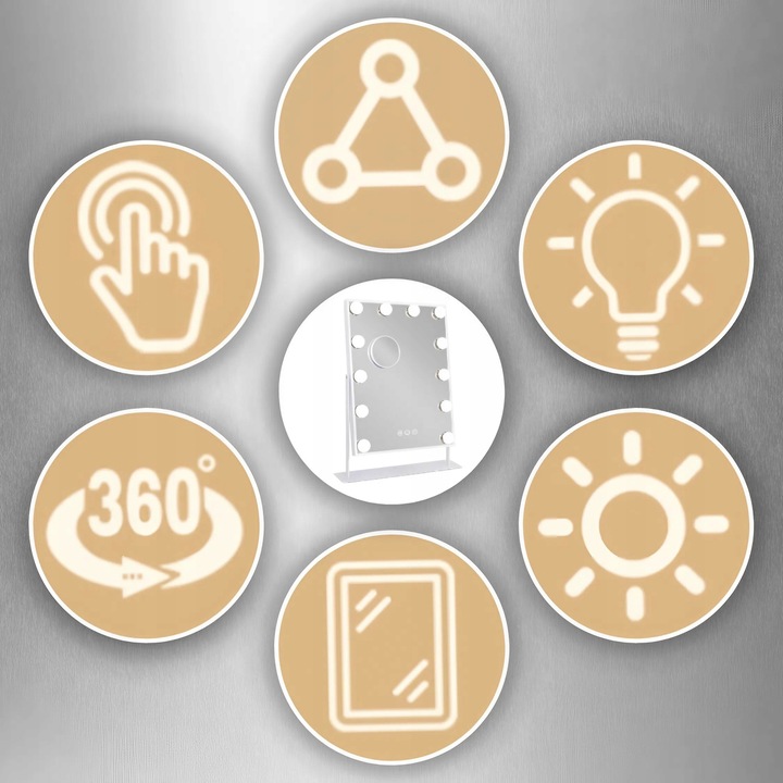 LUSTERKO KOSMETYCZNE HOLLYWOOD STOJĄCE LUSTRO DO MAKIJAŻU LED 12