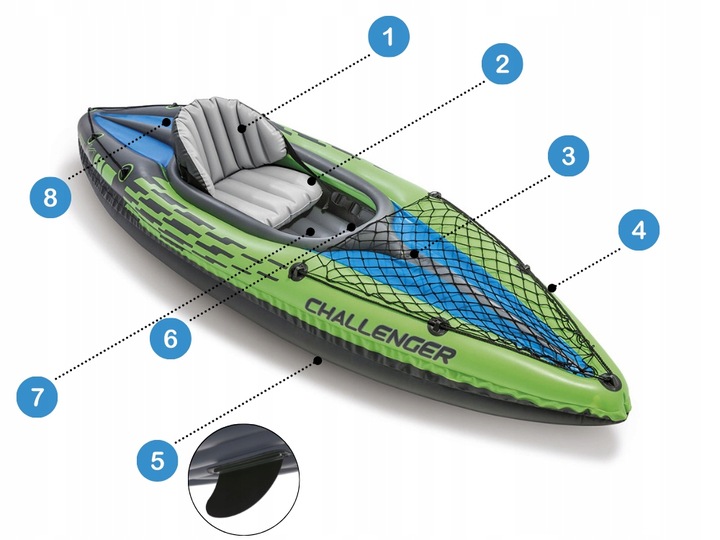 Kajak 1os. Challenger K1 Intex 68305 Pompka Wiosło
