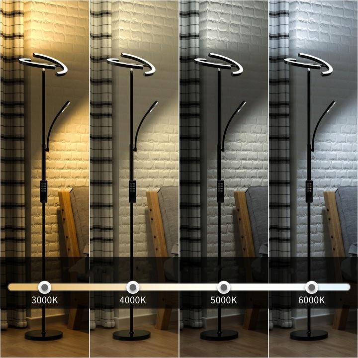 LED Lampa Stojąca Podłogowa Do Salonu 20W+7WPółokrągły kształt 175CM