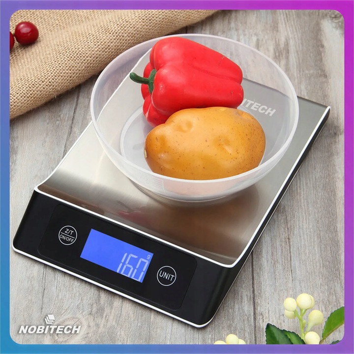 WAGA KUCHENNA ELEKTRONICZNA LCD 7 JEDNOSTEK 10KG/1G STAL NIERDZEWNA