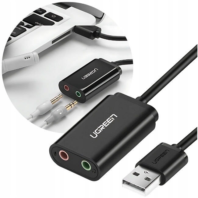Karta dźwiękowa USB ZEWNĘTRZNA Do Laptopa komputera Adapter Jack UGREEN