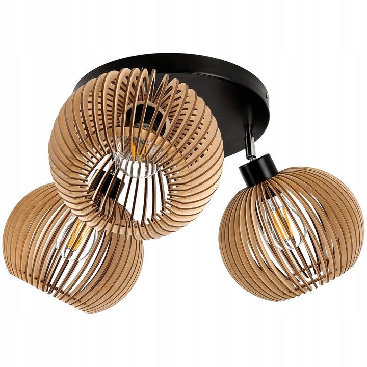 Klosz DREWNIANY do lamp na E27 LOFT KULA 40 drewno