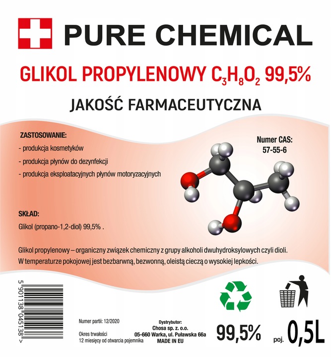 Gliceryna + Glikol JAKOŚĆ FARMECEUTYCZNA GLIKOL I GLICERYNA ~1,2kg 1L