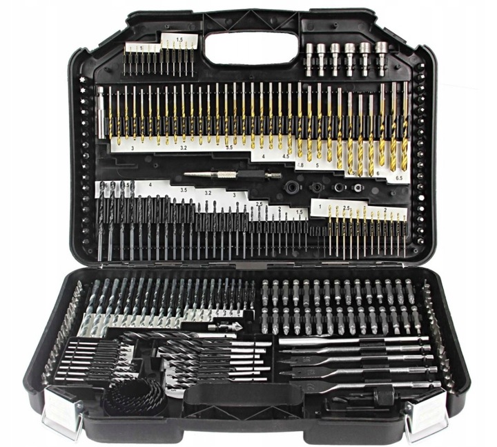 DUŻY ZESTAW KOMPLET WIERTEŁ DŁUT BITÓW OTWORNIC NASADEK 246 ELEMENTÓW HIT