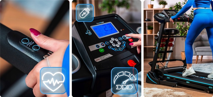 Bieżnia elektryczna domowa treningowa 140kg masażer amortyzacja aplikacja