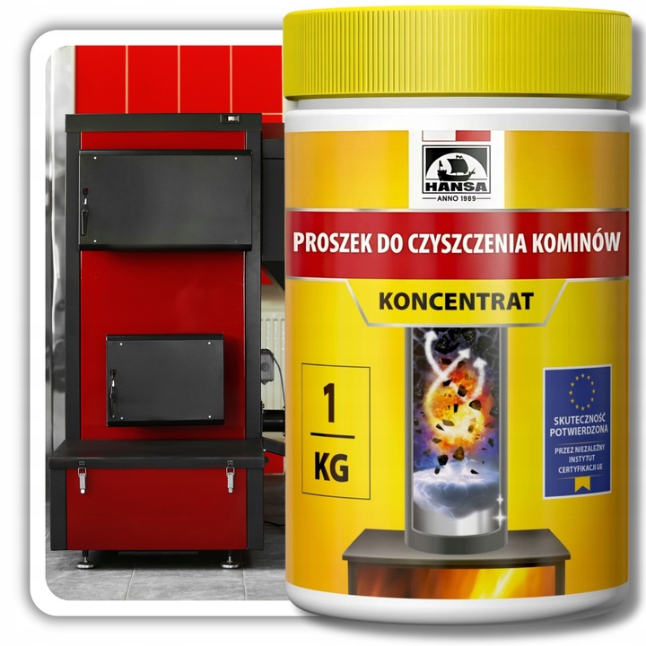 ŚRODEK PROSZEK DO CZYSZCZENIA KOMINA PIECA USUWANIA SADZY ZESTAW HANSA 1kg