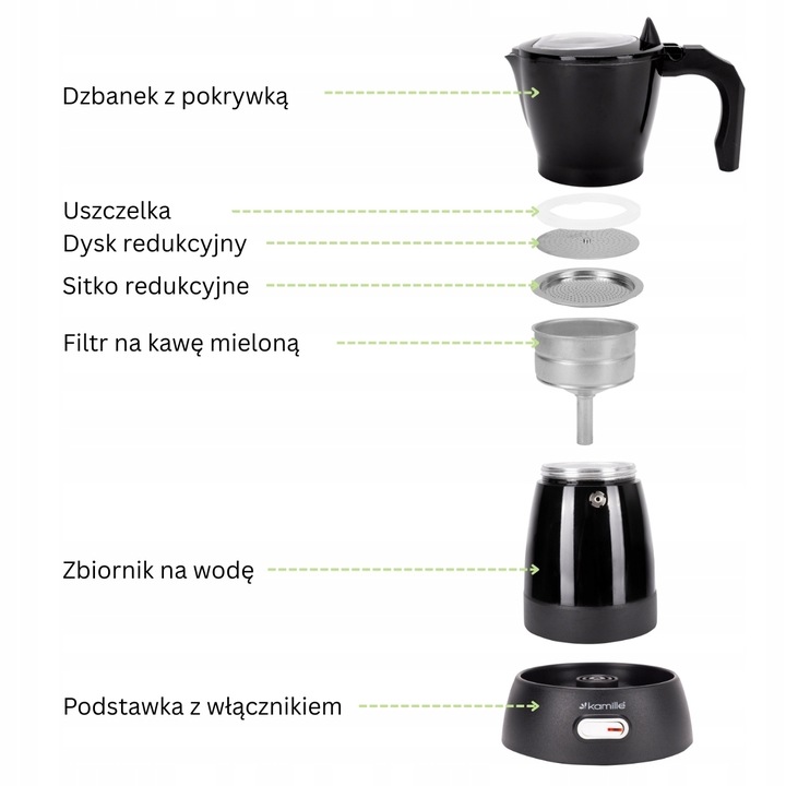 KAWIARKA ELEKTRYCZNA ZAPARZACZ KAWY 300 ml/6 filiżanek ESPRESSO