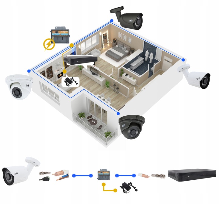 ZESTAW DO MONITORINGU DOMU 4 KAMERY ZEWNĘTRZNE ANALOG 5Mpx DVS POLSKA