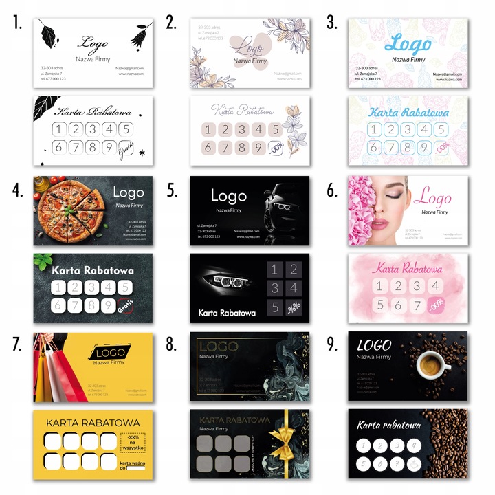 KREATOR Karty rabatowe karty stałego klienta120szt