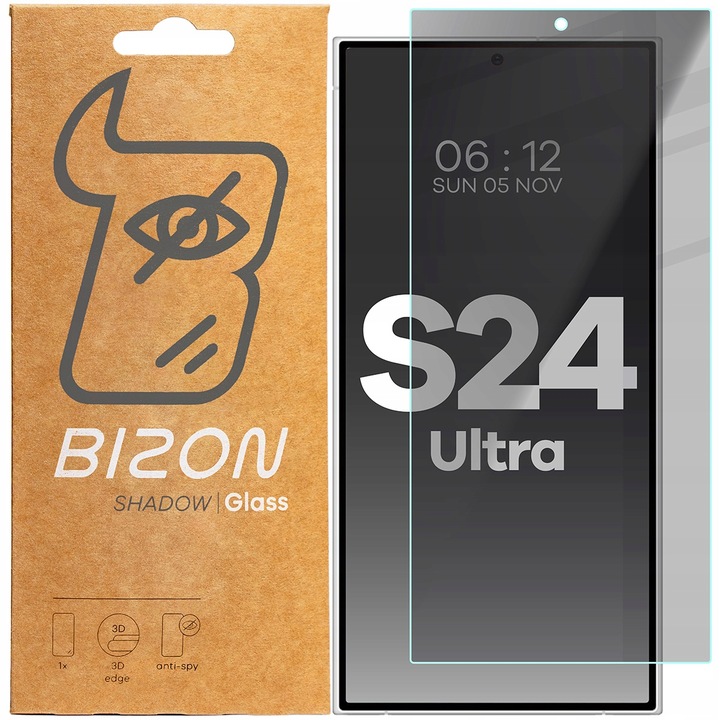 Szkło prywatyzujące Bizon do Galaxy S24 Ultra, szkiełko, szkło hartowane 9H