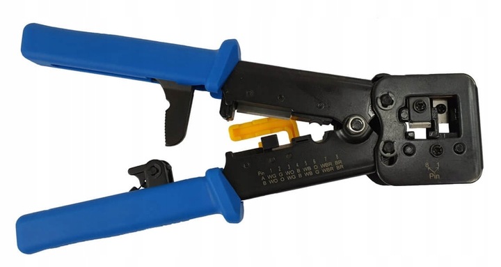 Zaciskarka RJ45 Przelotowa Złącz Wtyków RJ-45 Zaciskacz Złączek RJ 45 11 12