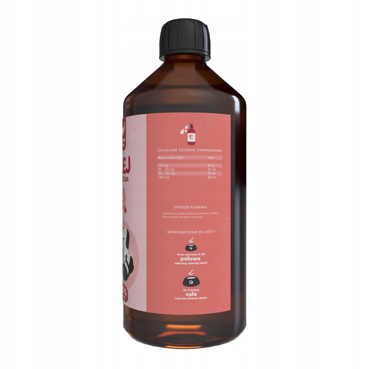 OLEJ Z ŁOSOSIA DLA PSA KOTA PSÓW KOTÓW 100% Omega 3 6 BARF Nierafinowany 1L