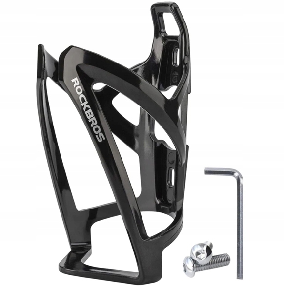 KOSZYK BIDONU ROWEROWY UCHWYT NA BIDON ROWER LEKKI CZARNY + ŚRUBY i IMBUS