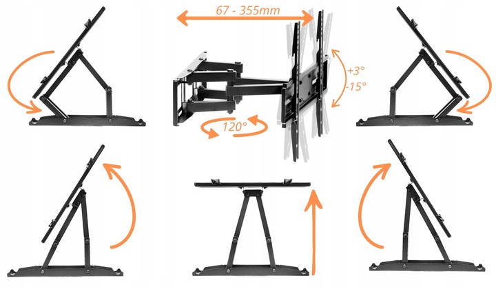 UCHWYT DO TELEWIZORA 32-70 CALI OBROTOWY REGULOWANY SOLIDNY