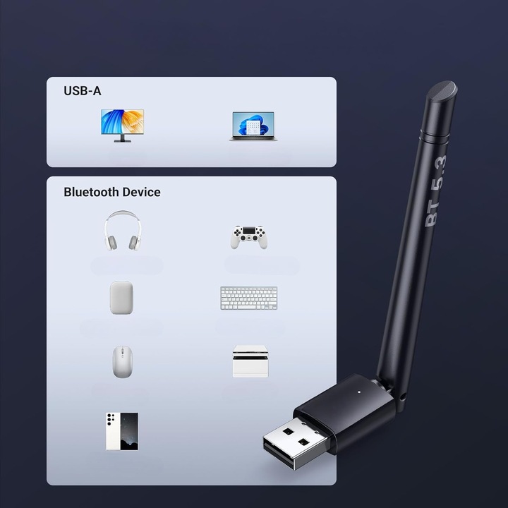 Adapter Bluetooth 5.3 USB do Komputera PC DONGLE 100M SOUNIX