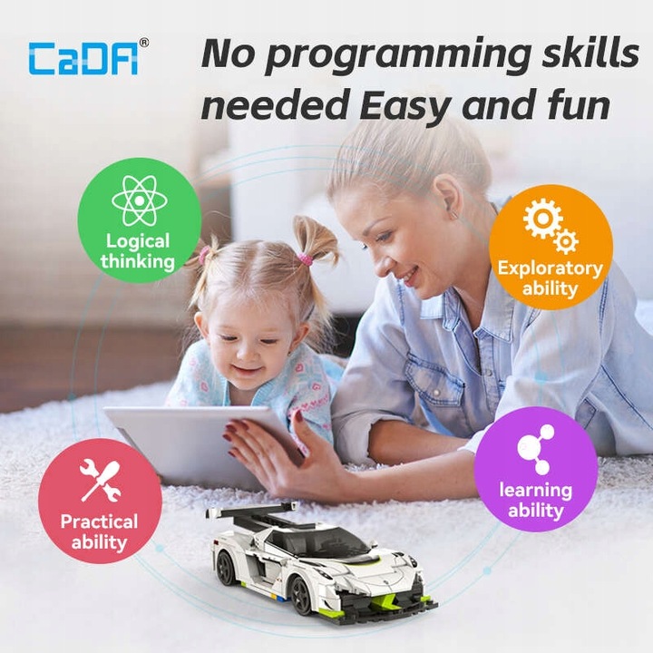 KLOCKI CADA ZDALNIE STEROWANY SAMOCHÓD WYŚCIGOWY AUTO FANTASMA 322 EL. DUAL