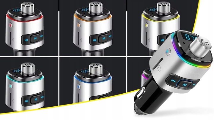 TRANSMITER BLUETOOTH FM SAMOCHODOWY SZYBKA ŁADOWARKA SAMOCHODOWA 2x