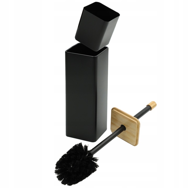 Szczotka do WC toalety czarna łazienkowa toaletowa bambus zamknieta