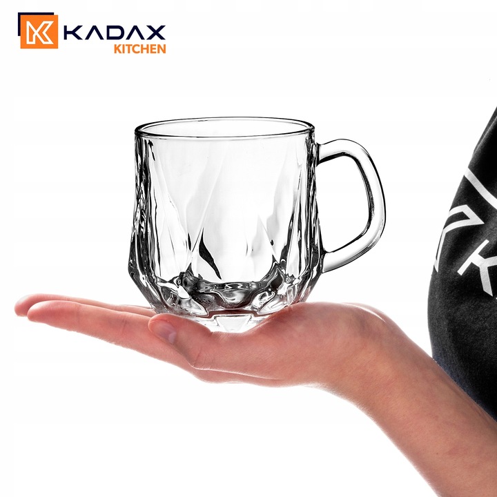 SZKLANKI DO KAWY HERBATY 300ml NAPOJÓW SZKLANKA Z UCHEM ZESTAW SZKLANEK 6x