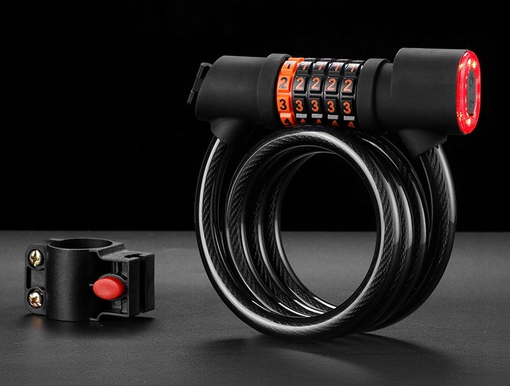 ZAMEK ZAPIĘCIE BLOKADA DO ROWERU + ŚWIATŁO TYLNE Lampka LED Uchwyt