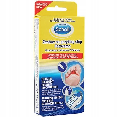 SCHOLL zestaw na grzybicę stóp, aplikator + spray