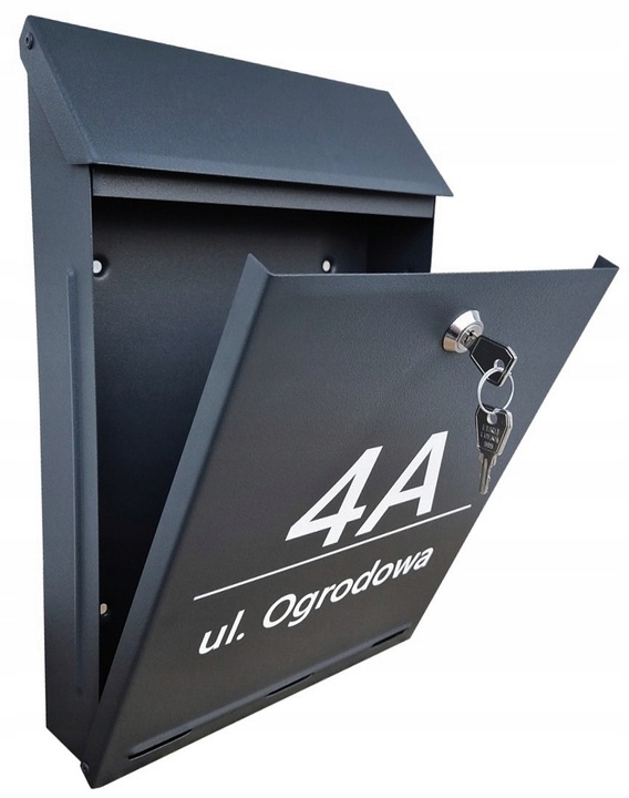 Skrzynka na listy Pocztowa A4 z Napisem, ANTRACYT, CZARNY -kolory