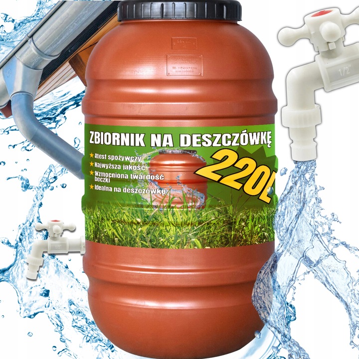 Beczka plastikowa 200 220L + GRATIS KRAN, TWARDA na deszczówkę