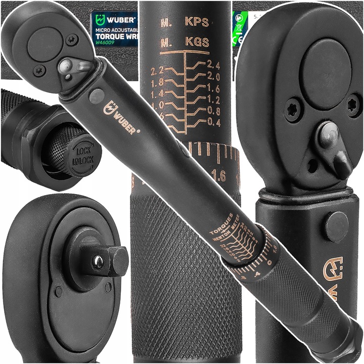 KLUCZ DYNAMOMETRYCZNY 1/4" Z BLOKADĄ 2-24NM CERTYFIKAT KALIBRACJI ETUI