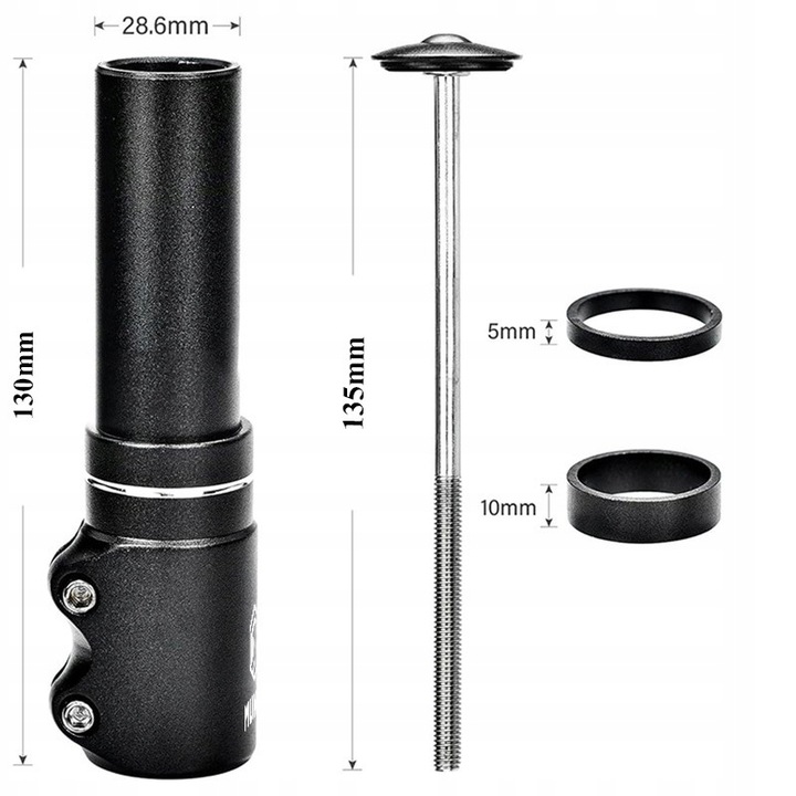 MOSTEK ROWEROWY WSPORNIK PRZEDŁUŻKA KIEROWNICY REGULOWANY A-HEAD 1 i 1/8"