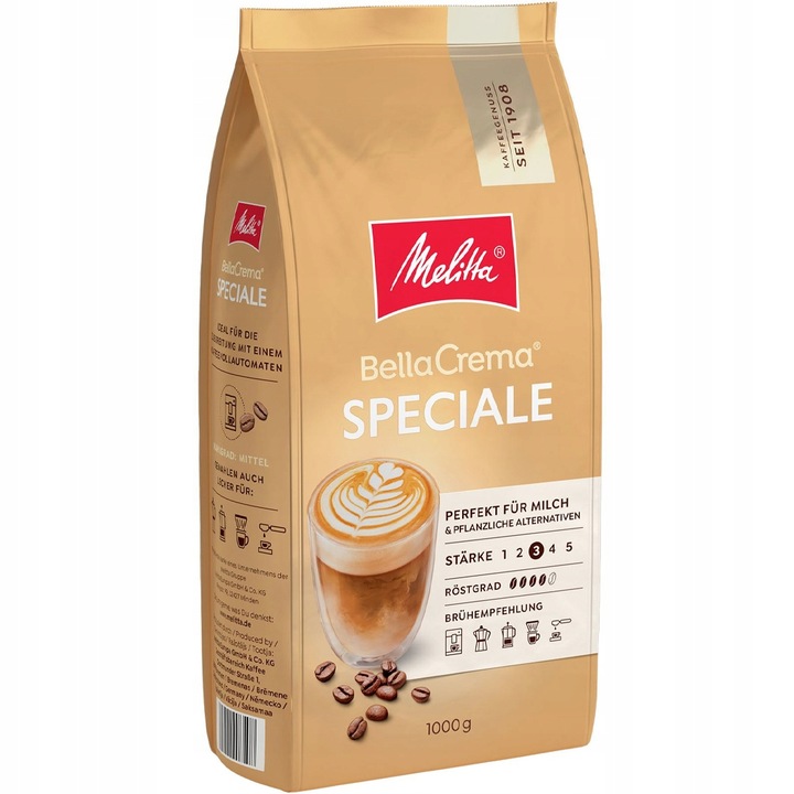 Kawa ziarnista MELITTA BELLACREMA SPECIALE 1kg | niegorzka, z nutą orzecha