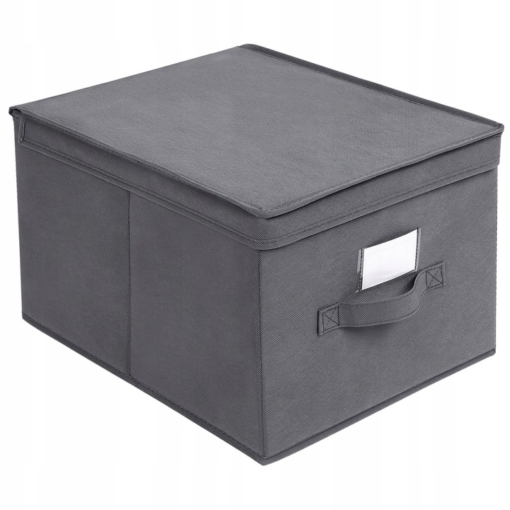 Organizer na Ubrania Pościel Szary Pojemnik Pudełko z Pokrywą do Szafy
