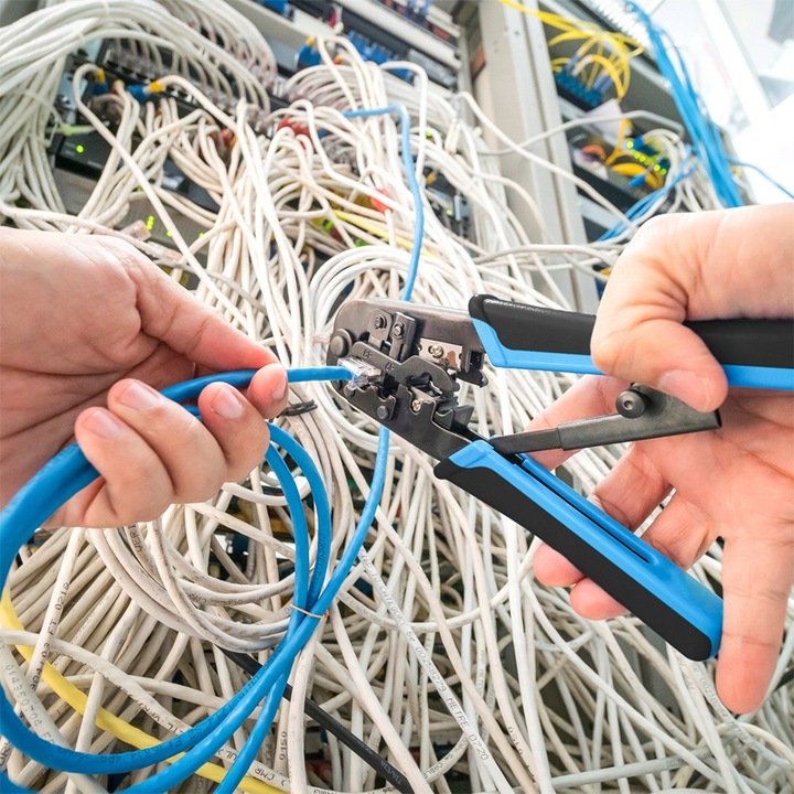 TESTER SIECIOWY ZACISKARKA STRIPPER WCISKACZ WTYKI RJ45 ZESTAW XXL + ETUI