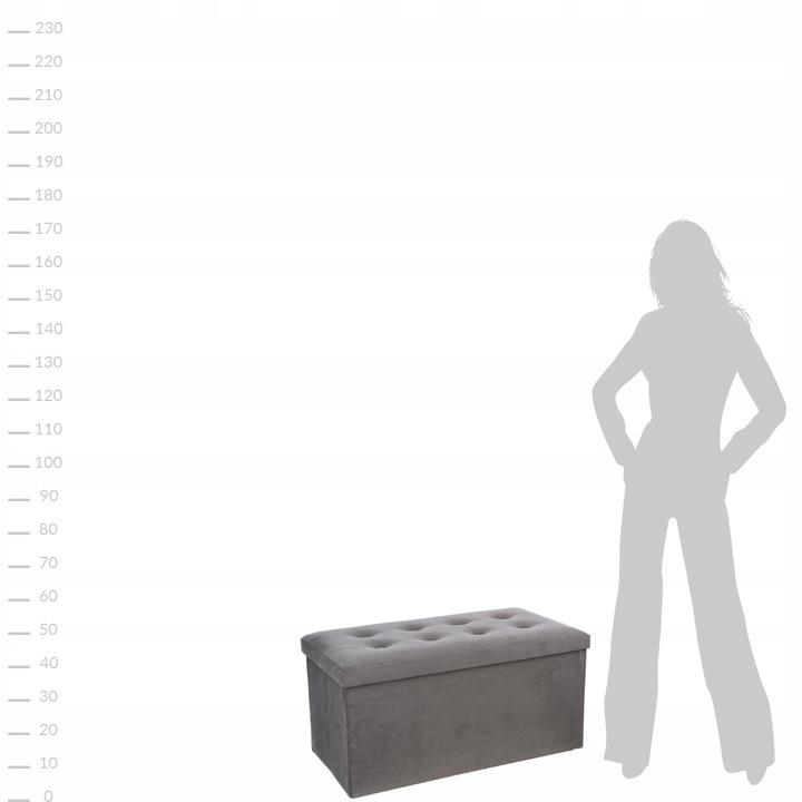 PUFA DUŻA SZARA PIKOWANA ZE SCHOWKIEM PUF OTWIERANY SIEDZISKO 2w1