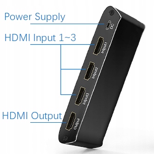 ROZDZIELACZ PRZEŁĄCZNIK SWITCH 3x HDMI 4K HDMI2.0 4K@60HZ