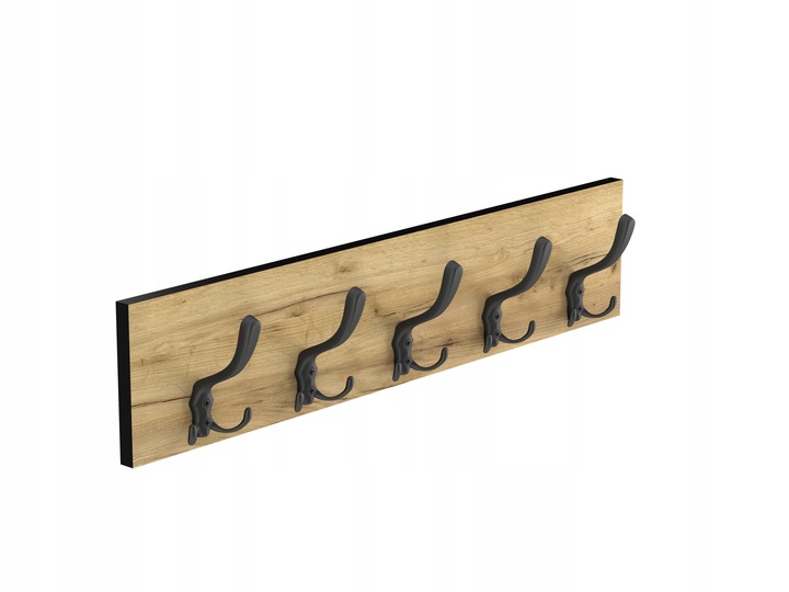 WIESZAK ŚCIENNY WISZĄCY NA UBRANIA WISZĄCY DĄB CRAFT CZARNY DUŻY