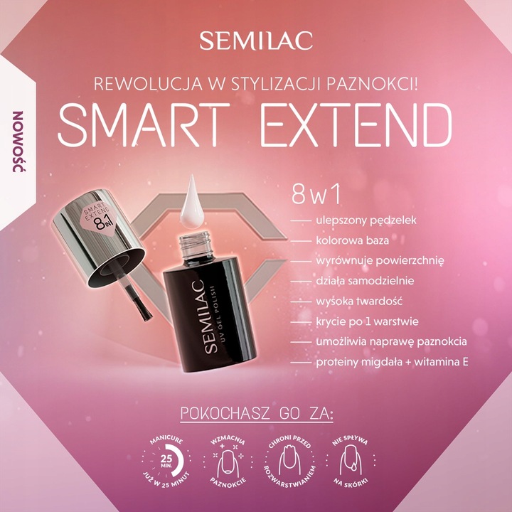 SEMILAC LAKIER HYBRYDOWY 8w1 SMART EXTEND 815 DELICATE MOCCA 7ml